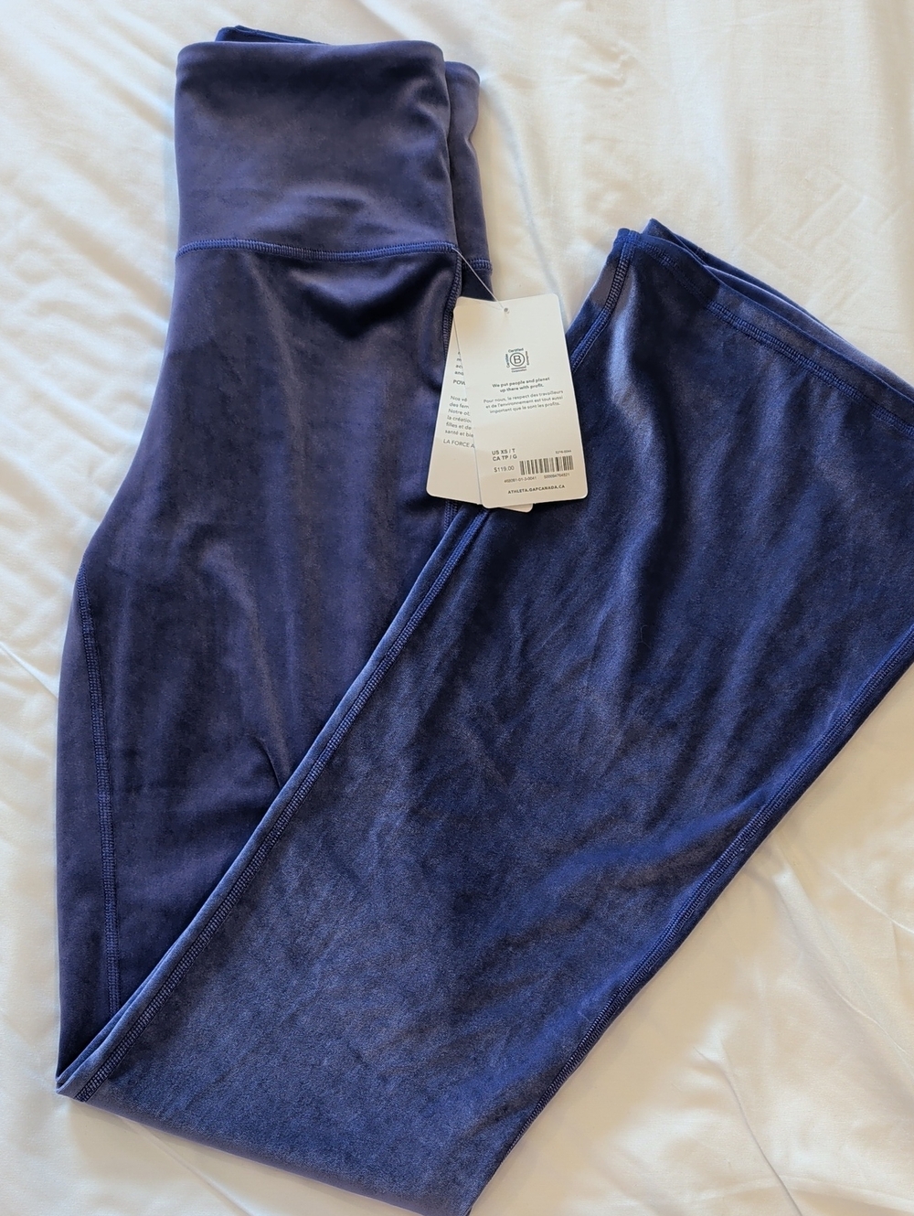 3/$150 NWT Athleta Plush Velvet-Look Purple Yoga Pants XS Tall